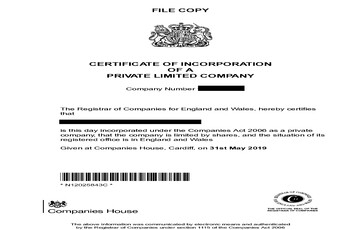 Hyip Fake Certificate (Companies House)