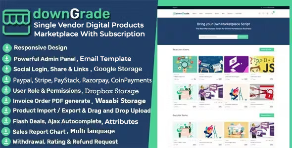 downGrade - Single Vendor Digital Marketplace With Subscription